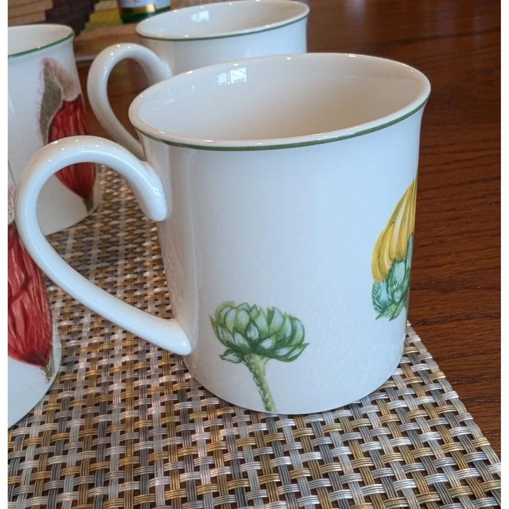 Villeroy & Boch Flora Botanical Coffee Mugs Set of 8 Porcelain Floral 3.5" - Picture 10 of 13